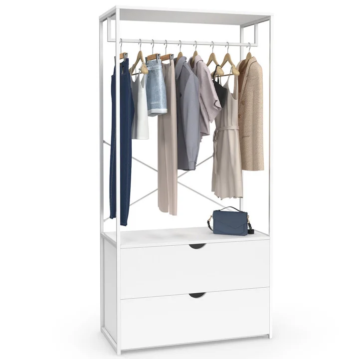 Armadio a 2 cassetti in legno bianco e metallo bianco L. 80 cm - BROOKLYN | ID Market