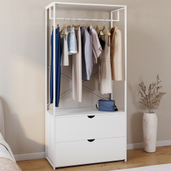 Armadio a 2 cassetti in legno bianco e metallo bianco L. 80 cm - BROOKLYN | ID Market
