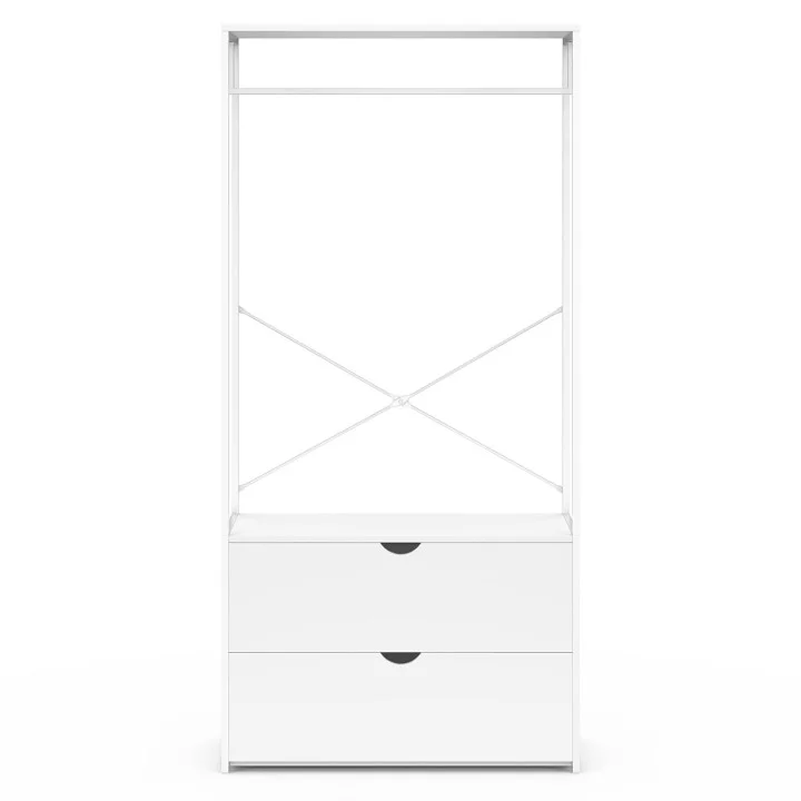 Armadio a 2 cassetti in legno bianco e metallo bianco L. 80 cm - BROOKLYN | ID Market