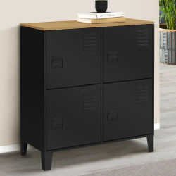 Credenza a 4 ante in metallo nero - design industriale - ESTER | IDMarket