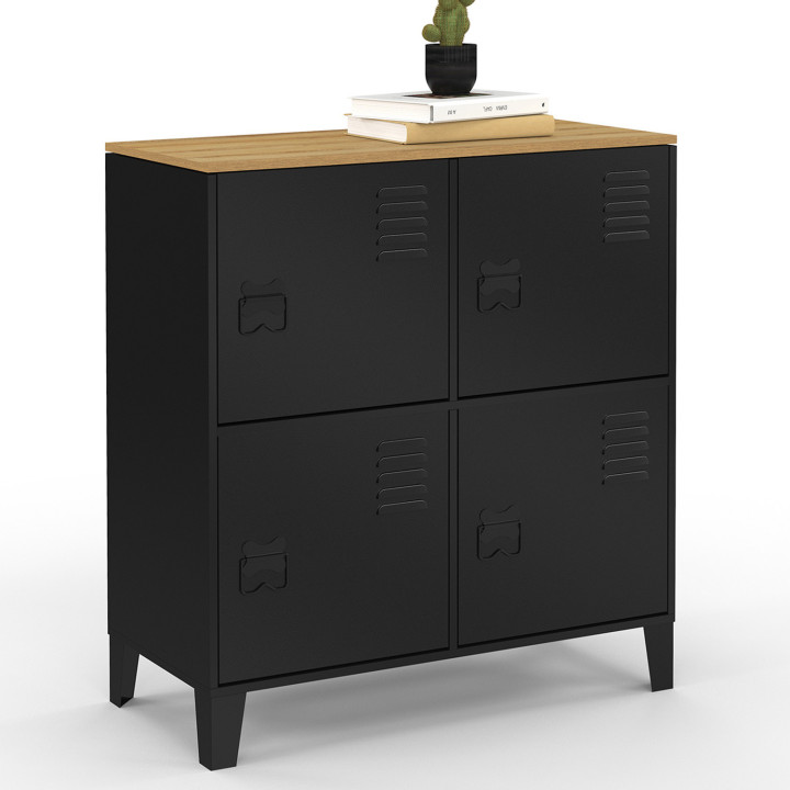 Credenza a 4 ante in metallo nero - design industriale - ESTER | IDMarket