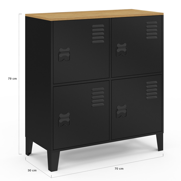 Credenza a 4 ante in metallo nero - design industriale - ESTER | IDMarket