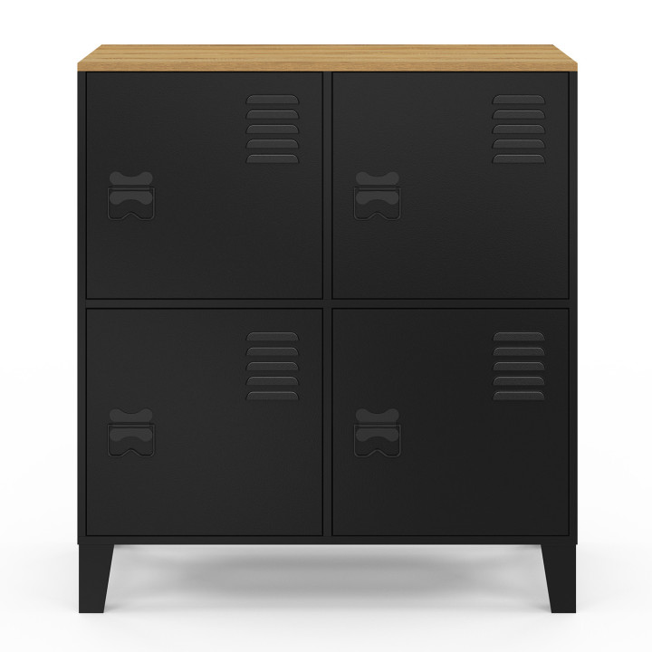 Credenza a 4 ante in metallo nero - design industriale - ESTER | IDMarket