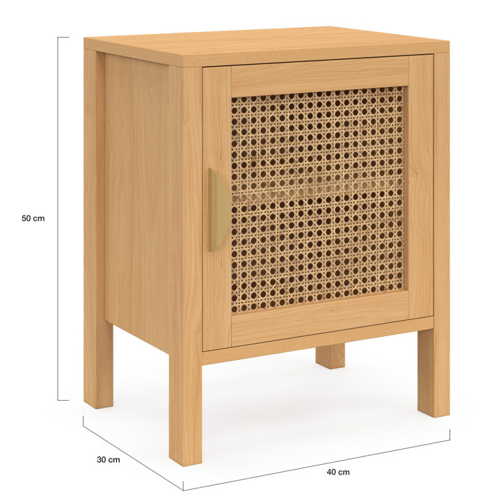 Set di 2 comodini 1 canna e anta in legno - EDHEN | IdMarket