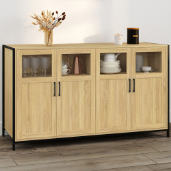 Credenza a 4 ante con vetrine 140cm design industriale - DETROIT | IdMarket
