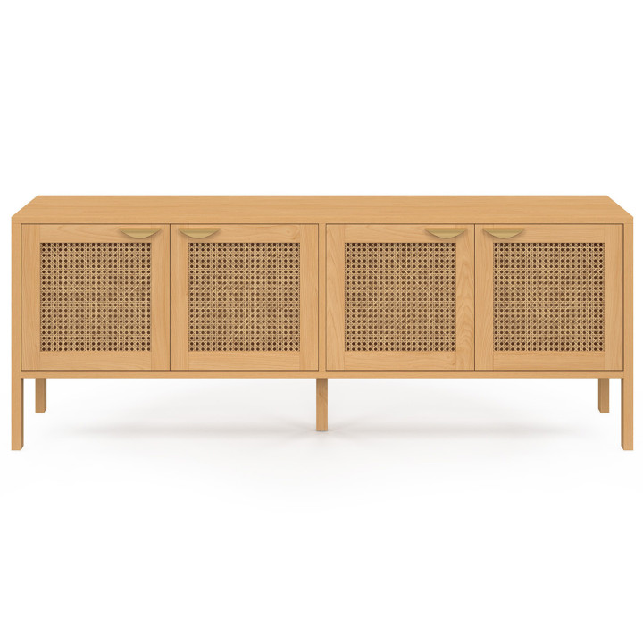 Credenza bassa 160 cm 4 ante in legno e canna - EDHEN | IdMarket