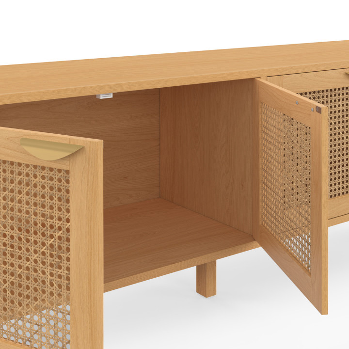 Credenza bassa 160 cm 4 ante in legno e canna - EDHEN | IdMarket