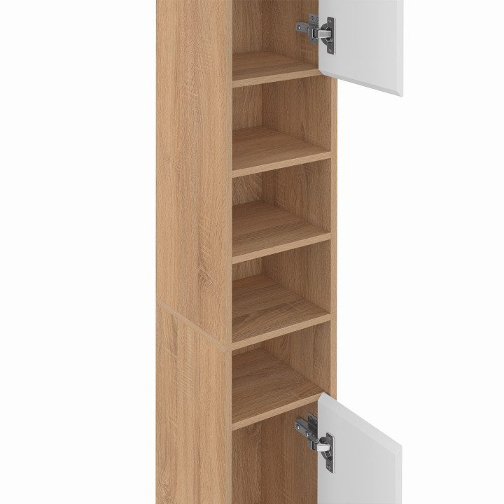 Mobile bagno a 2 ante con 4 nicchie in faggio e bianco - TOMI | IdMarket