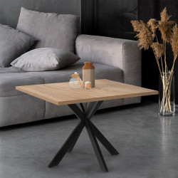 Tavolino quadrato con gamba a ragno 70 cm in legno e nero - ALIX | Zen Cart! IDMarket