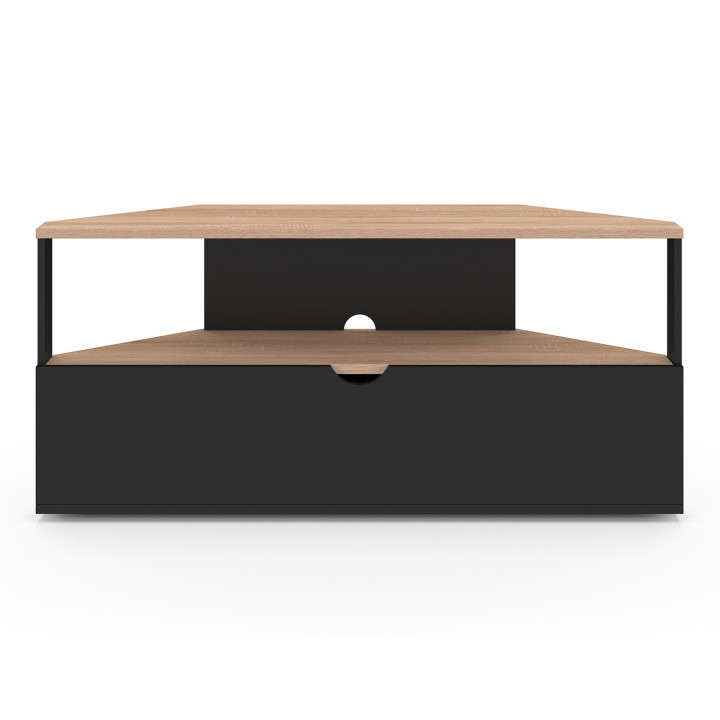 Porta TV angolare in legno nero e faggio 100 cm - ELI | ELI IDMarket