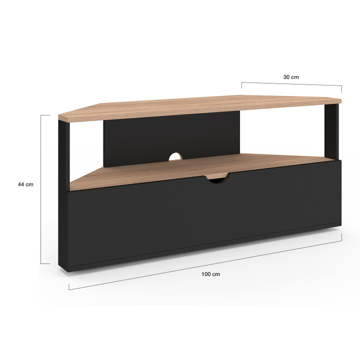 Porta TV angolare in legno nero e faggio 100 cm - ELI | ELI IDMarket