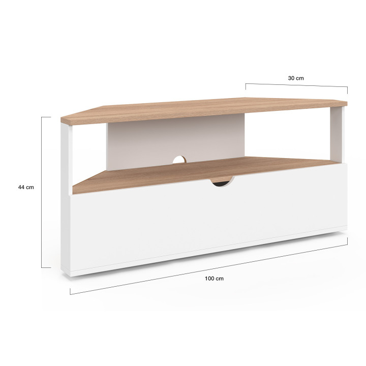 Porta TV angolare in legno e bianco da 100 cm - ELI | The ELI Collection IDMarket
