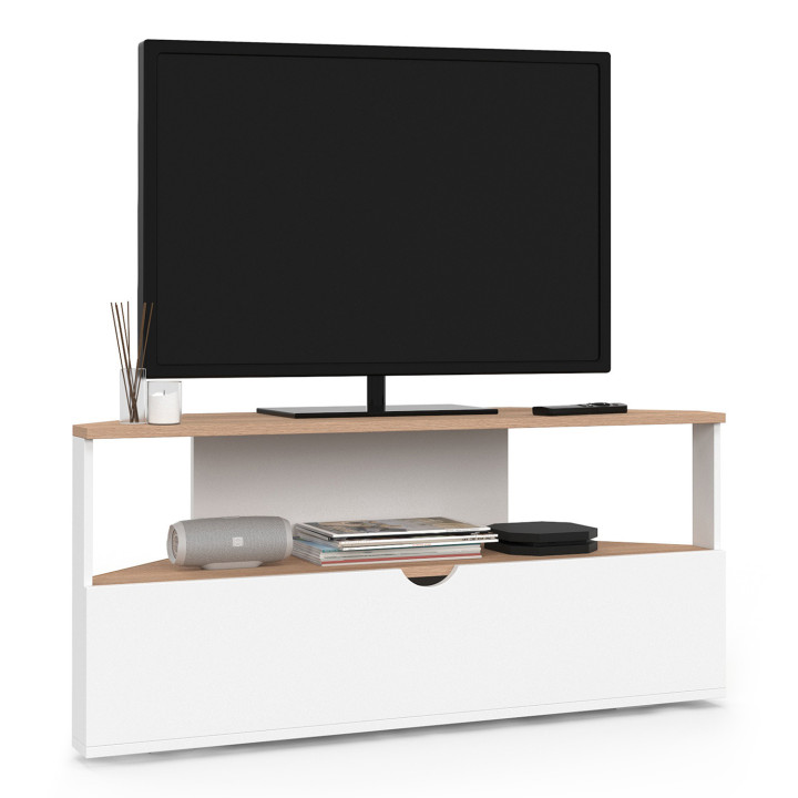 Porta TV angolare in legno e bianco da 100 cm - ELI | The ELI Collection IDMarket