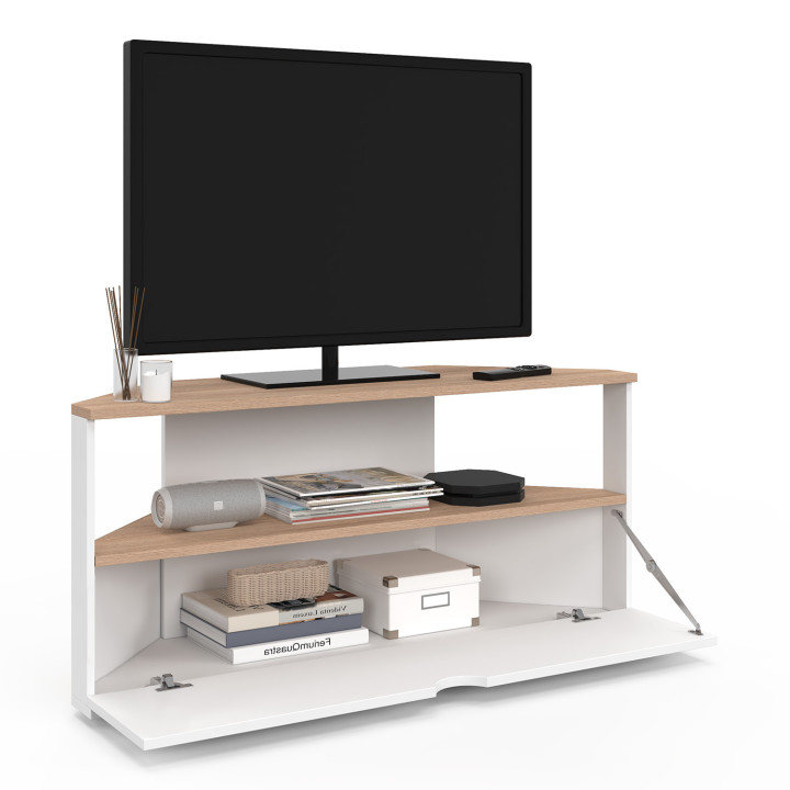 Porta TV angolare in legno e bianco da 100 cm - ELI | The ELI Collection IDMarket