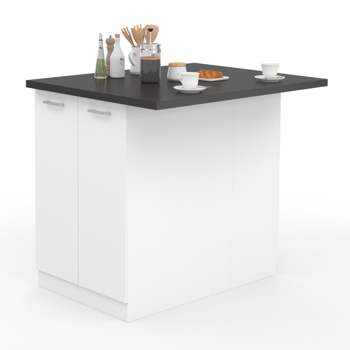 Isola centrale economica per cucina da 100 cm in bianco e grigio antracite - IVO | ID Market