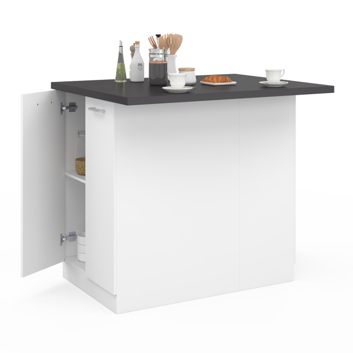 Isola centrale economica per cucina da 100 cm in bianco e grigio antracite - IVO | ID Market