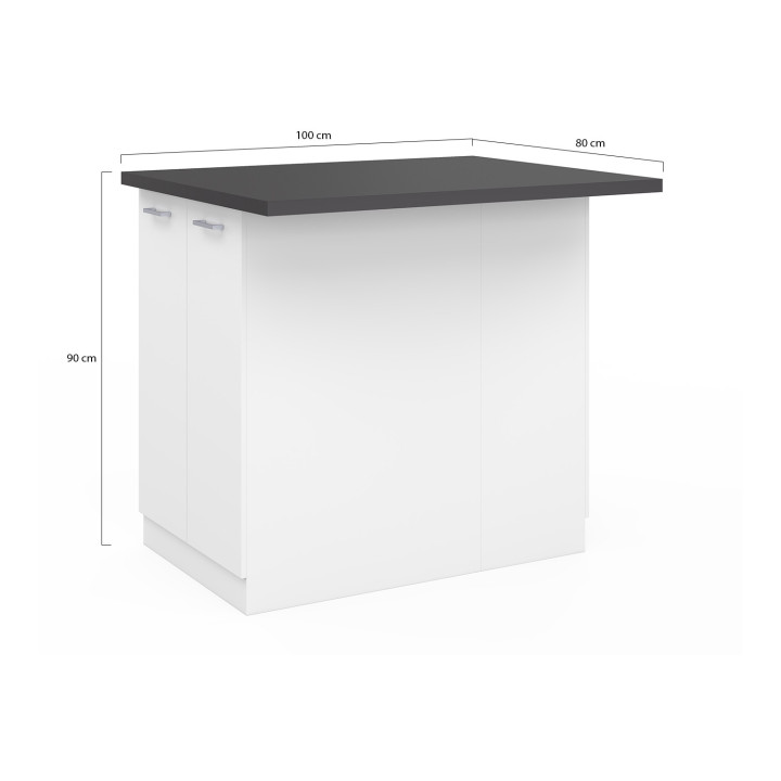 Isola centrale economica per cucina da 100 cm in bianco e grigio antracite - IVO | ID Market