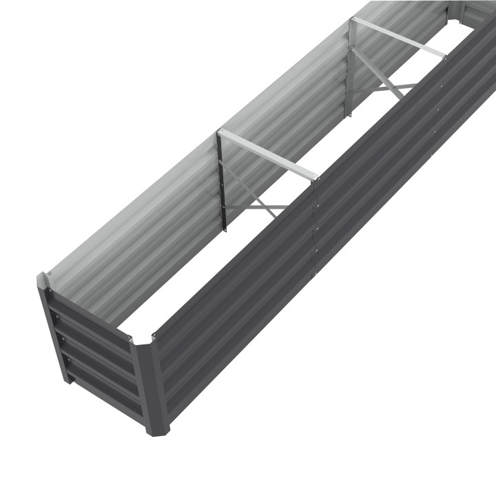 Fioriera a letto rialzato in metallo con struttura rettangolare 240 x 40 x 45 cm | ID Market