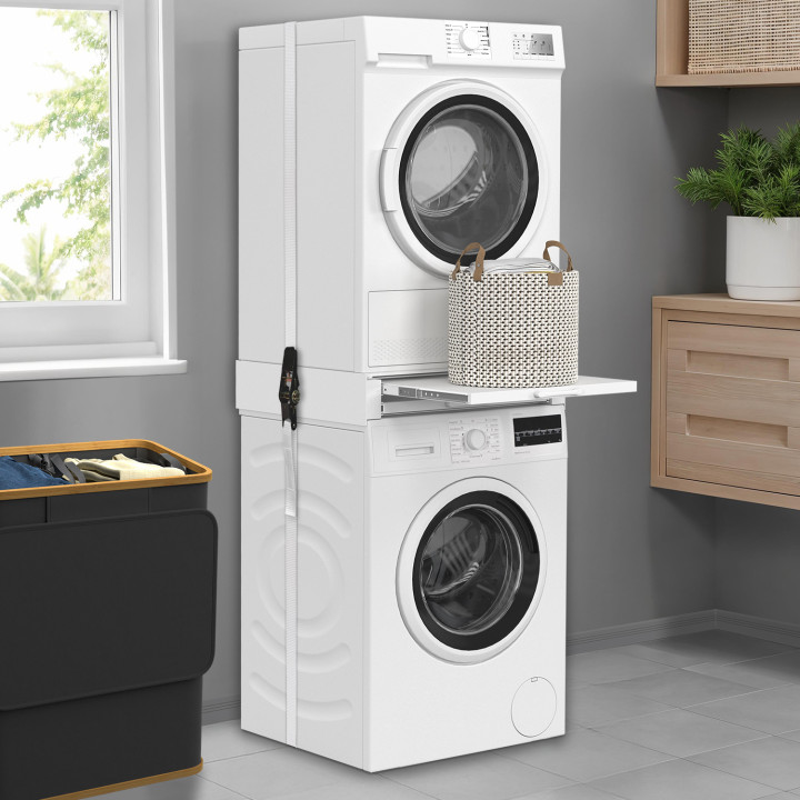 Kit universale di impilamento per lavatrice e asciugatrice con ripiano e asciugatrice | IdMarket