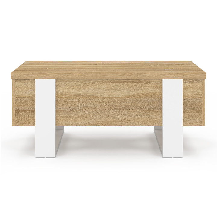 Tavolino rettangolare trasformabile in legno e tavolo da pranzo bianco - PHOENIX | IdMarket