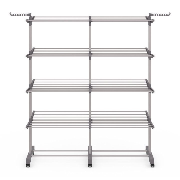 Asciugatrice verticale pieghevole ed estensibile a 4 livelli in acciaio inox e grigio - MAXI | IdMarket