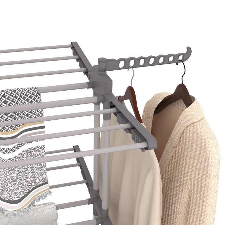 Asciugatrice verticale pieghevole ed estensibile a 4 livelli in acciaio inox e grigio - MAXI | IdMarket