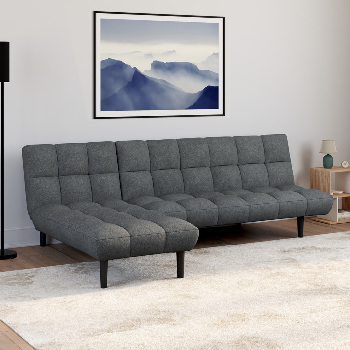 Méridienne clic clac imbottita 80 x 180 cm in tessuto grigio antracite - SALOME | IDMarket