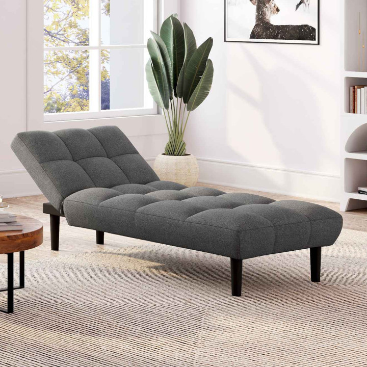 Méridienne clic clac imbottita 80 x 180 cm in tessuto grigio antracite - SALOME | IDMarket