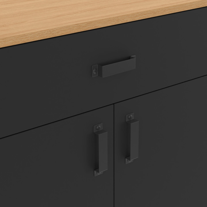 Credenza 180 cm XXL 4 ante e 1 cassetto in legno e nero - WASHINGTON | Zen Cart! IDMarket