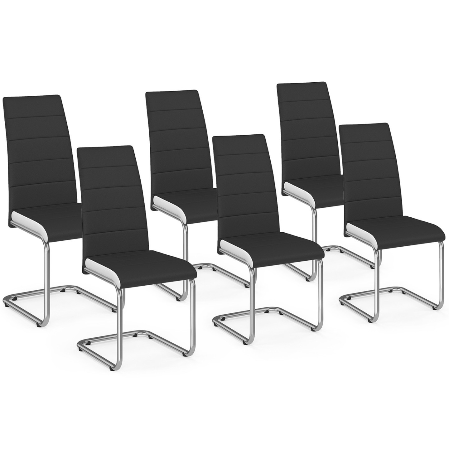 buybyroom Sedie Cucina Set da 6, Sedie Sala da Pranzo con Braccioli, Sedie Plastica Gambe Metallo, Schienale Ergonomico, Larghezza del Sedile, Capacità di Carico 120 kg, Nero