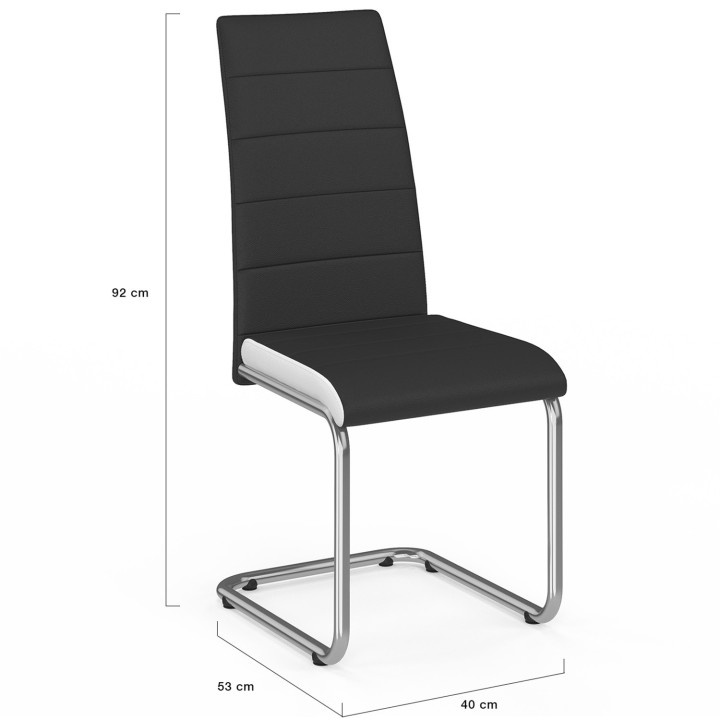 Set di 6 sedie da pranzo nere con profili bianchi - MIA | ID Market