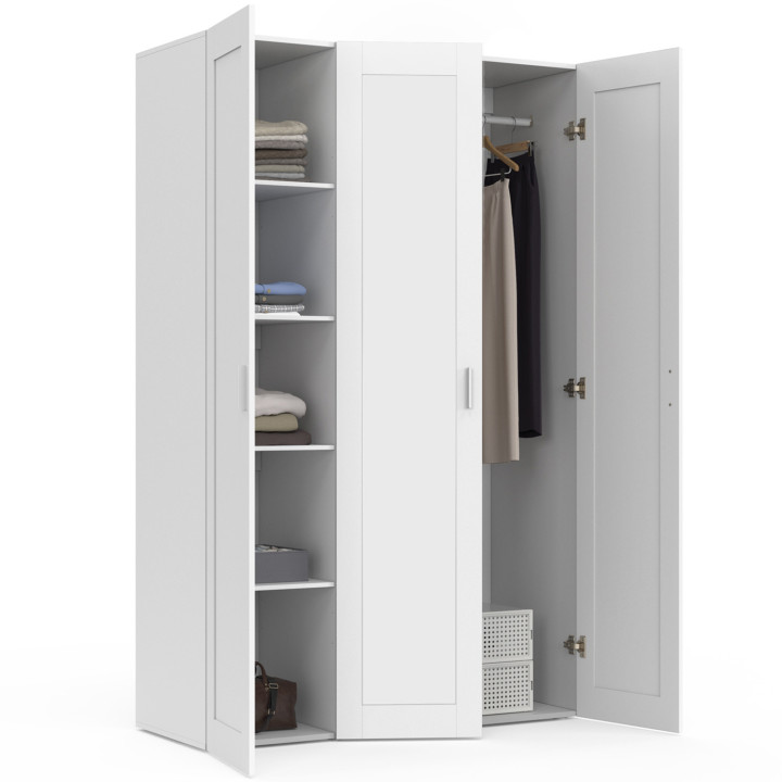 Armadio bianco a 3 ante 120cm - VITO | ID Market