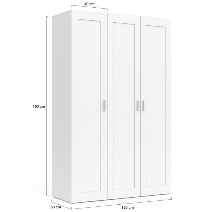 Armadio bianco a 3 ante 120cm - VITO | ID Market
