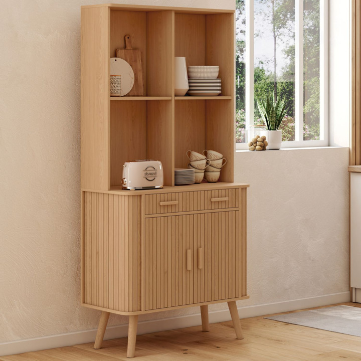 Credenza 80 CM 2 ante + cassetto effetto doghe - ROMIE | IdMarket