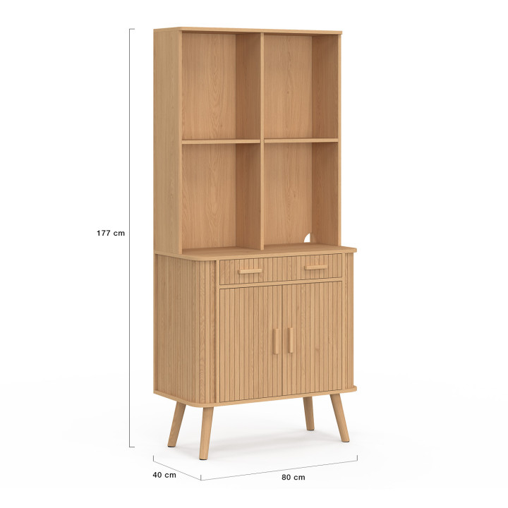 Credenza 80 CM 2 ante + cassetto effetto doghe - ROMIE | IdMarket