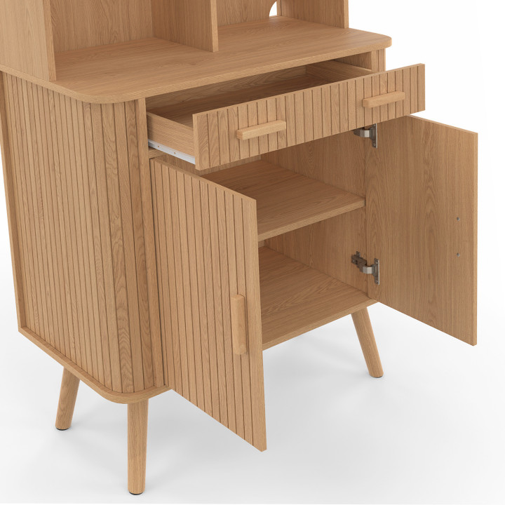 Credenza 80 CM 2 ante + cassetto effetto doghe - ROMIE | IdMarket