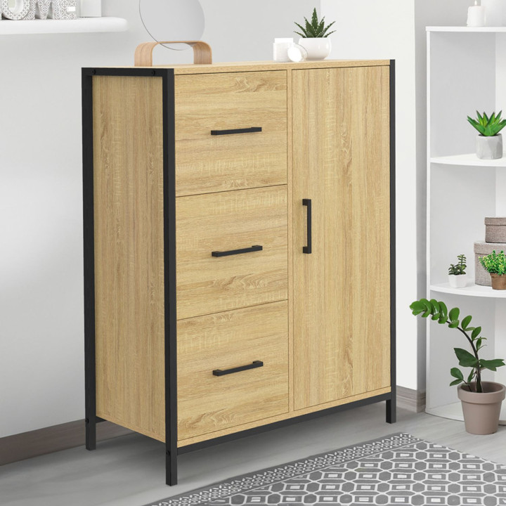 Cassettone da bagno a 3 cassetti e 1 credenza dal design industriale - DETROIT | IdMarket