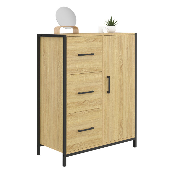 Cassettone da bagno a 3 cassetti e 1 credenza dal design industriale - DETROIT | IdMarket