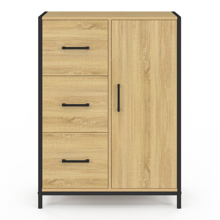 Cassettone da bagno a 3 cassetti e 1 credenza dal design industriale - DETROIT | IdMarket