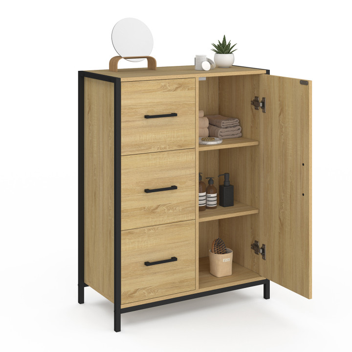 Cassettone da bagno a 3 cassetti e 1 credenza dal design industriale - DETROIT | IdMarket