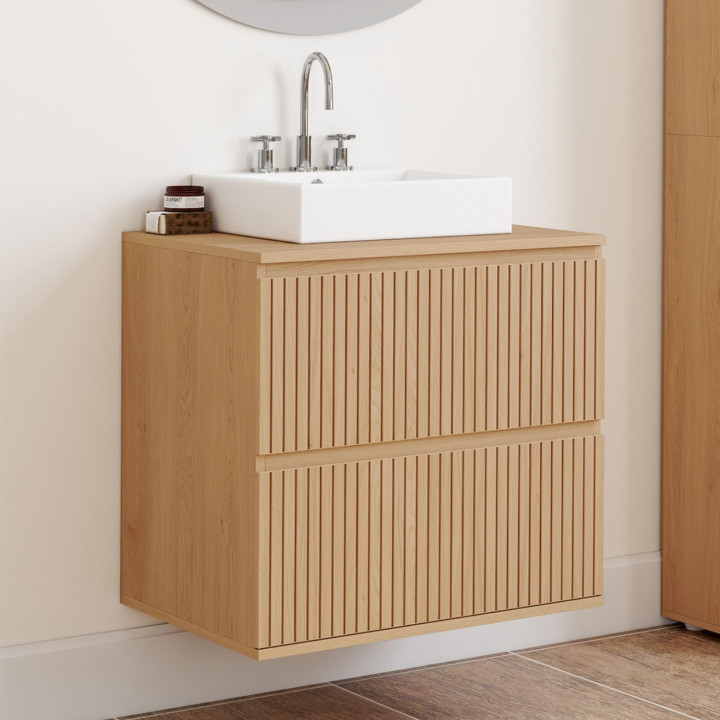 Mobiletto a 2 cassetti effetto doghe - VICTOR | IdMarket