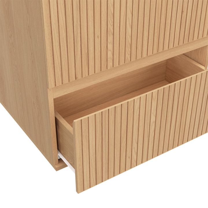 Mobiletto a 2 cassetti effetto doghe - VICTOR | IdMarket