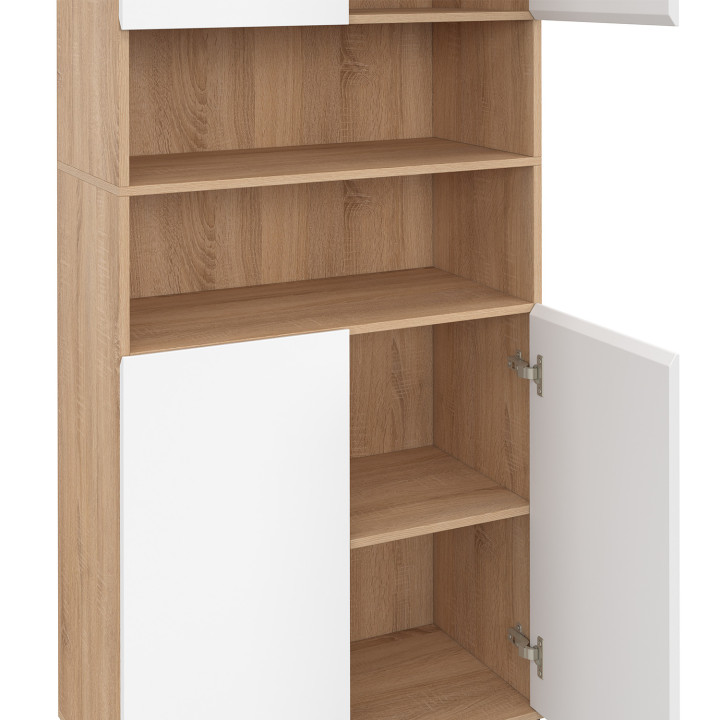 Mobile bagno a 4 ante con 2 nicchie in faggio e bianco - TOMI | IdMarket