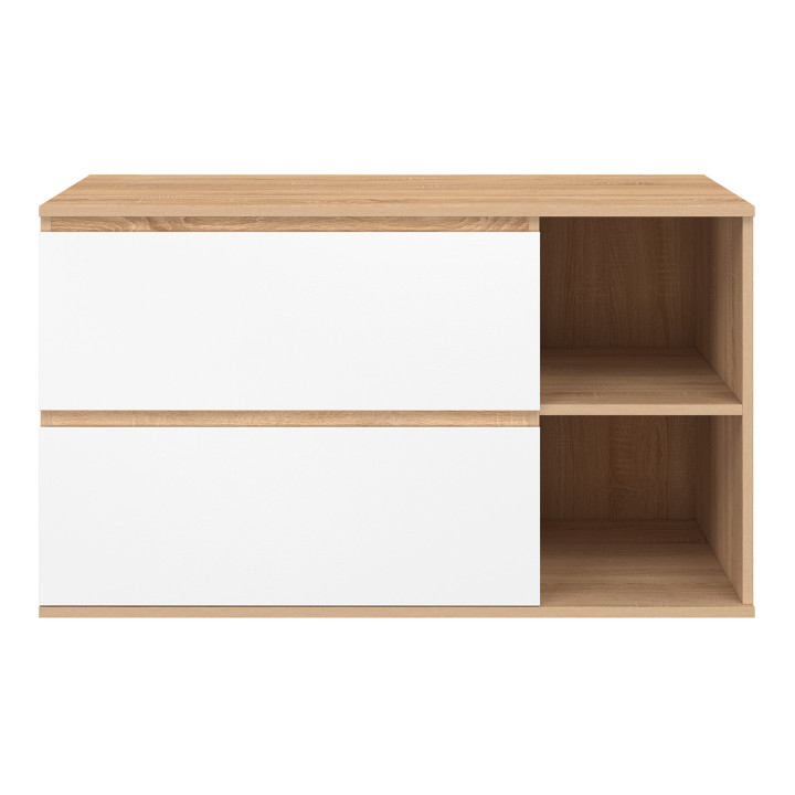 Mobile bagno sospeso con 2 cassetti e 2 nicchie in faggio e bianco - TOMI | IdMarket
