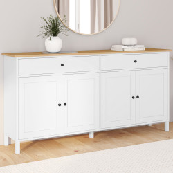 Credenza da 160 cm con 4 ante e 2 cassetti bianchi e piano in legno - ACHILLE | IdMarket