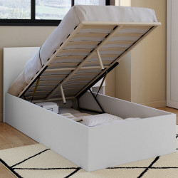 Letto singolo a cassettone con testiera e box spring 90 x 190 cm bianco - SEASIDE | IdMarket