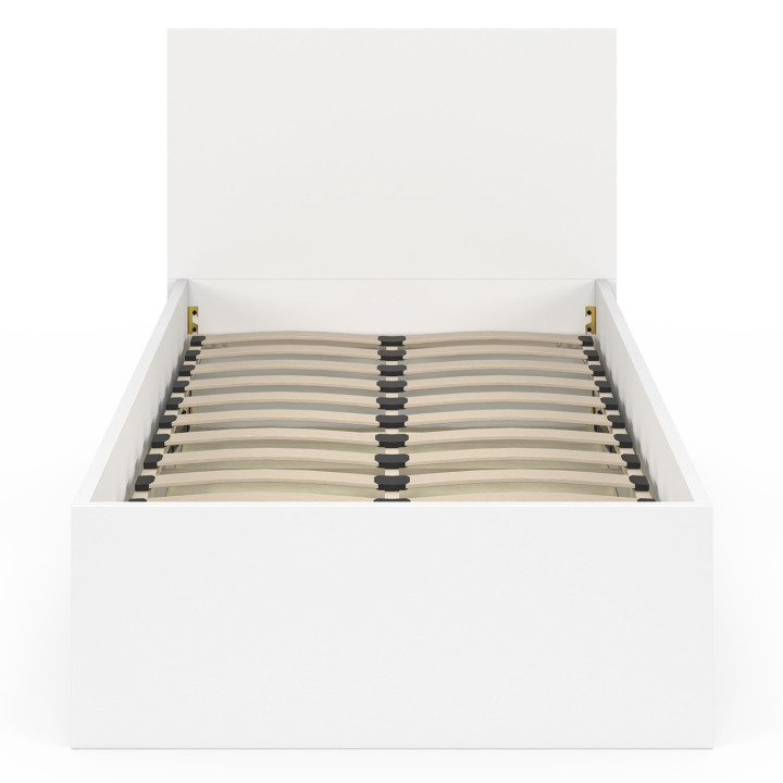 Letto singolo a cassettone con testiera e box spring 90 x 190 cm bianco - SEASIDE | IdMarket