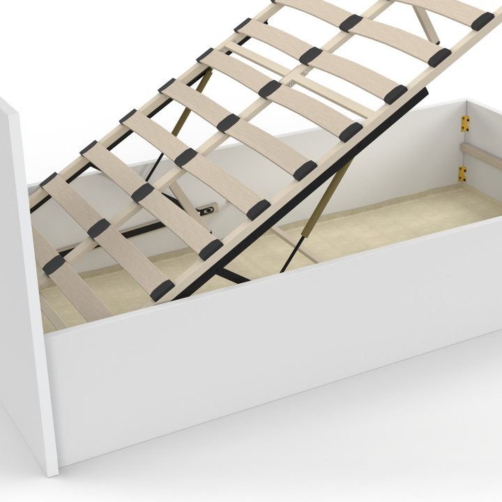 Letto singolo a cassettone con testiera e box spring 90 x 190 cm bianco - SEASIDE | IdMarket