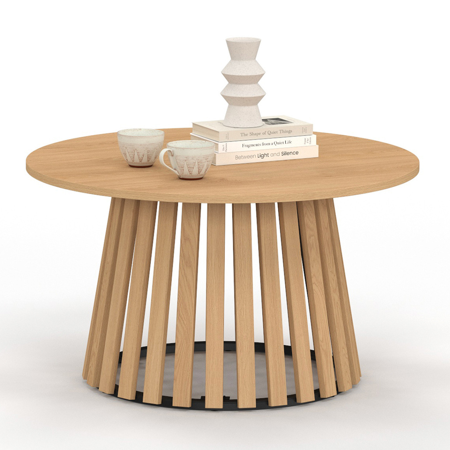 East At Main Tavolino Rotondo In Legno Di Teak Naturale – Stile Fattoria Moderno, Per Soggiorno E Cameretta - 3