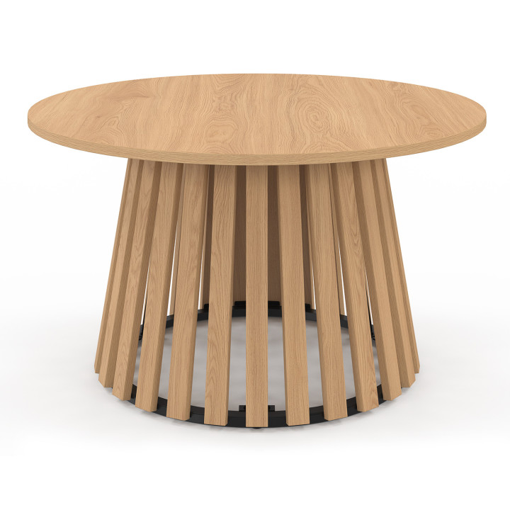Tavolino rotondo da 70 cm con base in legno e piano in legno - CARMEN | IdMarket